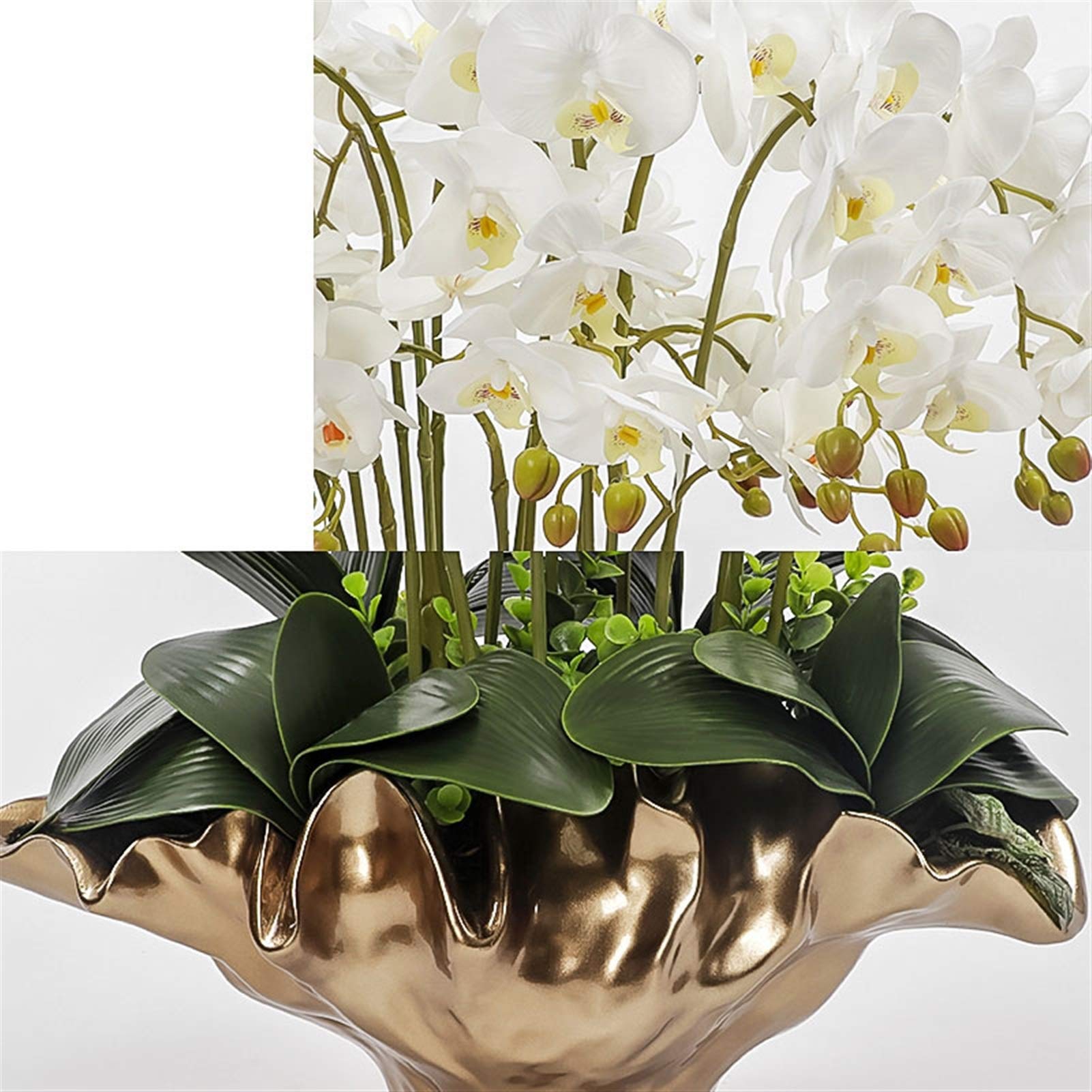 Fleurs artificielles de phalaenopsis, orchidées artificielles, plantes en pot, ensemble d'orchidées papillon blanches, arrangement floral, décoration pour la maison et le bureau, fleurs artificie