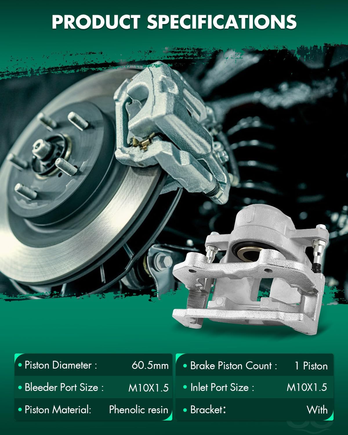 SCITOO 18B4968 Front Right Disc Brake Caliper w/Bracket Fit For Chrysler For 300 2005-2011,For Dodge For Charger 2006-2011,For Dodge For Magnum 2005-2008, Single Piston