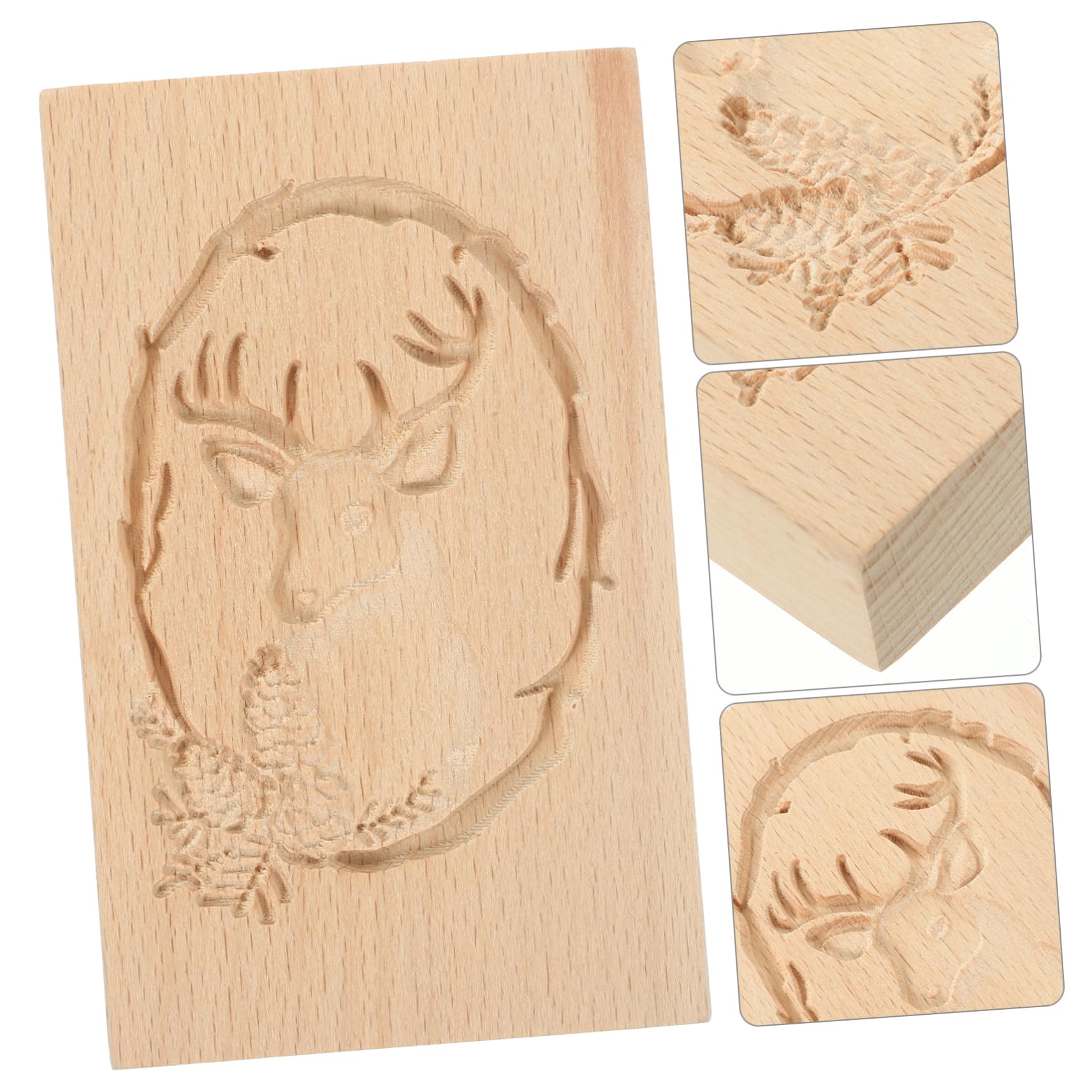 Stampo Per Biscotti a Pressione Di Natale in Legno Naturale 13x8x2 Cm, Utensile Da Forno Artigianale Design Renna, Facile Da Pulire e Per Dolci Fai Da Te e Regali Creativi