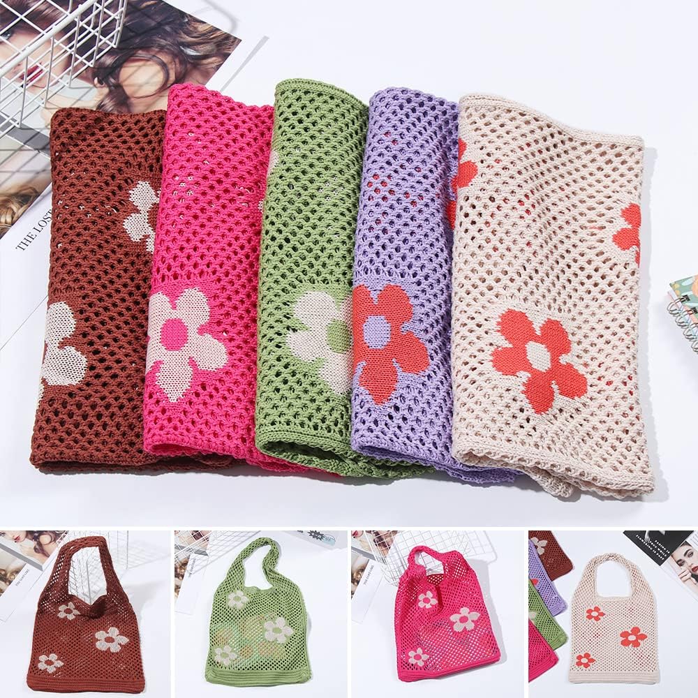 Ovida Crochet Tote Bag Mesh Beach Bag Fairycore Hobo Fairy Grunge Aesthetic Shoulder Bag Y2k Purse for Women Girls | Beach Bag, Fairycore, Hobo, Fairy Grunge, Aesthetic, Y2k - Image 4