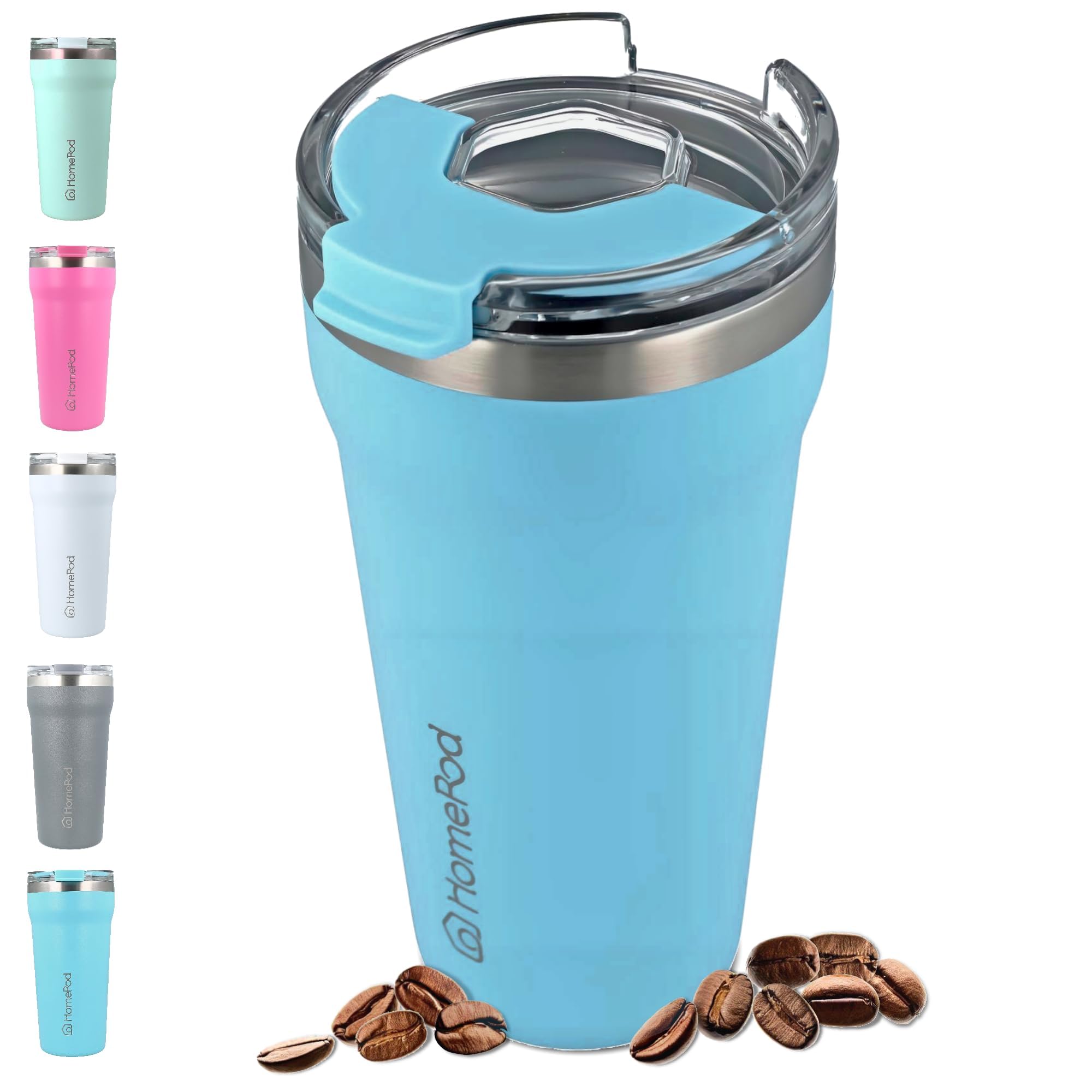 18 oz Stainless Steel Travel Insulated Tumbler Cup for Hot and Cold Drinks, Coffee Mug with Lid (Light Blue)