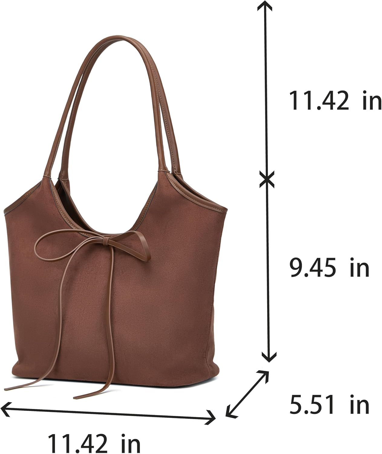 Vintage Suede Bow Tote Bag Large Capacity Underarm Shoulder Handbag for Women Girls - Image 4