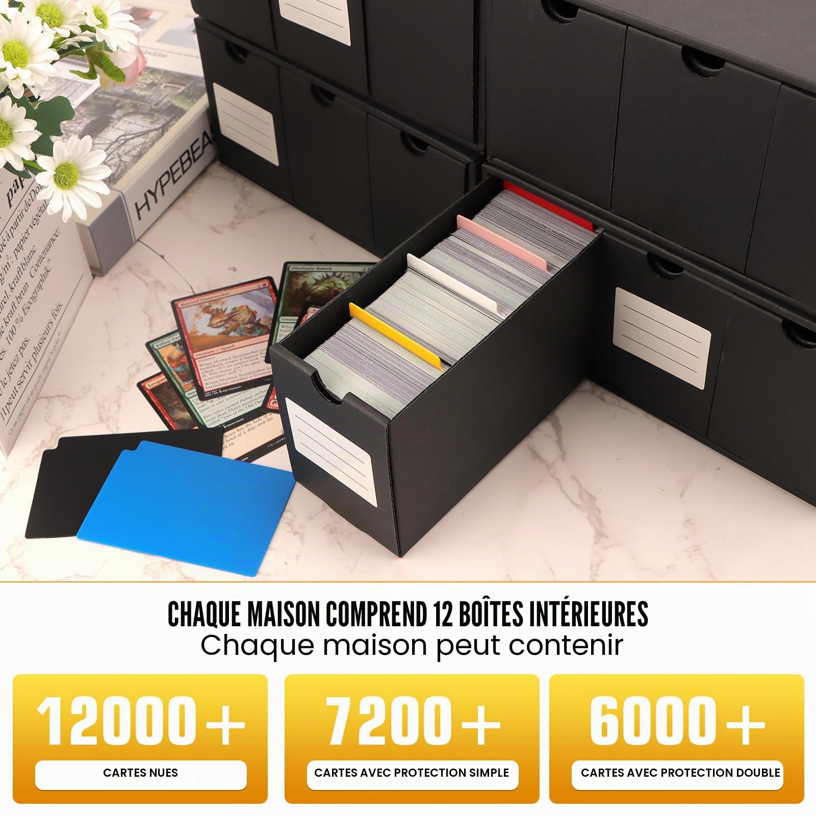 Boîte de Rangement Pour Cartes à Collectionner,Plus de 12000+ Boîtes de Rangement en Carton Avec 48 Intercalaires,Organiseur de Cartes à Collectionner Pour Cartes TCG