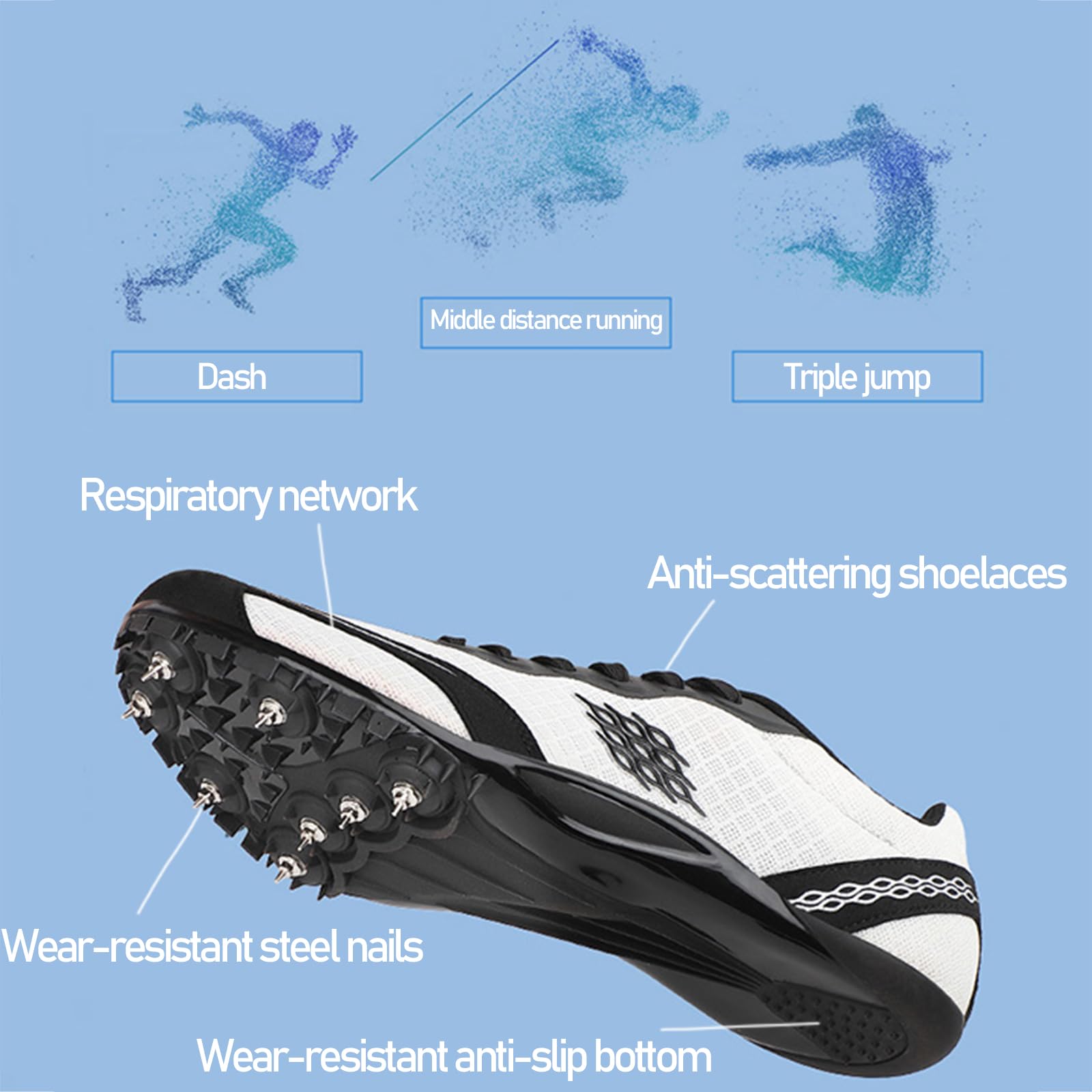 Pointes D'AthléTisme Unisexes,Spikes De D’AthléTisme,Chaussures De Saut en Longueur,Maille Pointes LéGèRes Course AthléTique AntidéRapant,RespirantesléGèRes Et Durables,pour Homme,Femme
