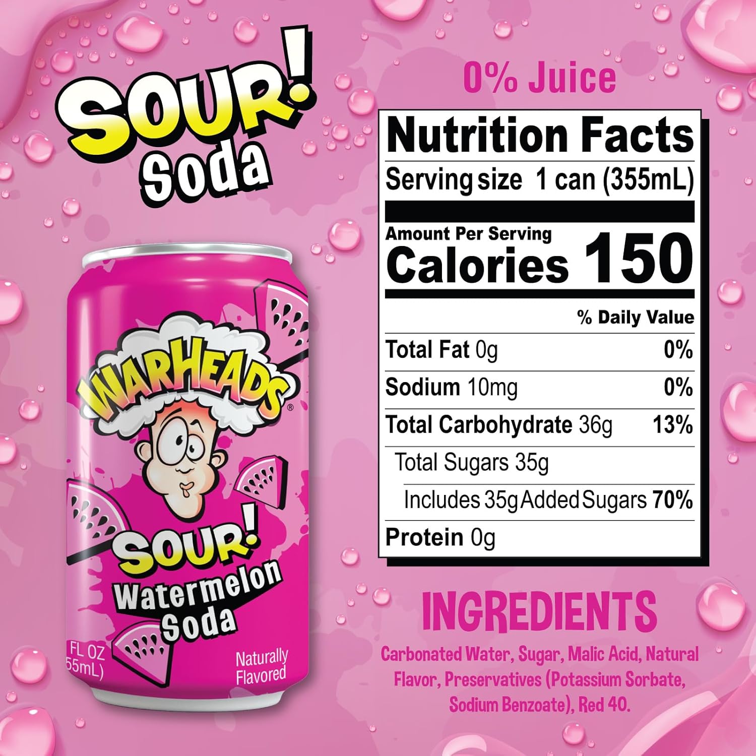 Sour Fruity Soda with Classic Warheads Flavors – Perfectly Balanced Sweet and Sour Soda - Warheads Candy Throwback Treat, Soda, Cocktail Mixer, Pack of 12, 12oz Cans (Variety Pack)