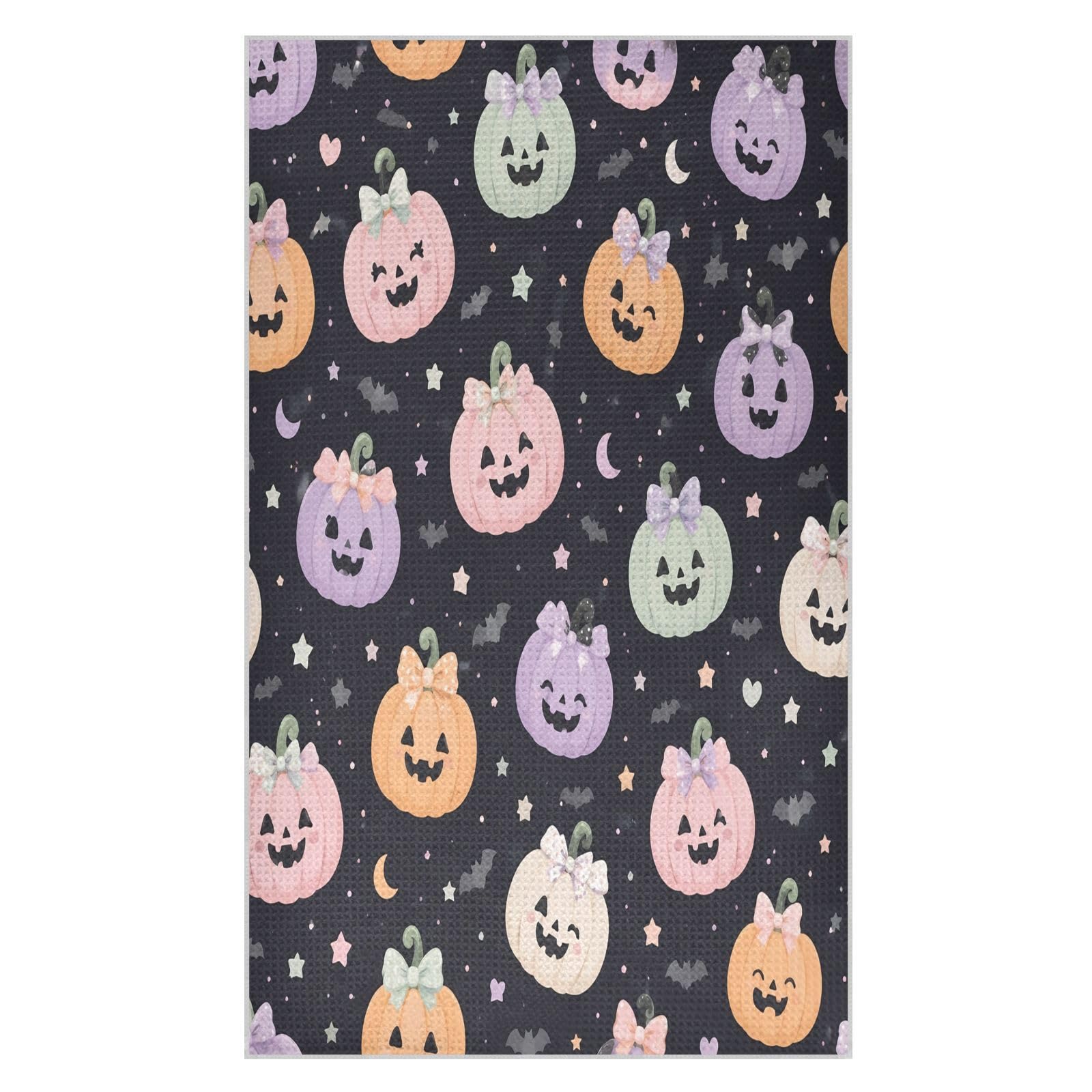 Lyeorm Pumpkin Pattern Waffle Weave Kitchen Towels 18x30 Inch Soft Absorbent Microfiber Dish Cloths