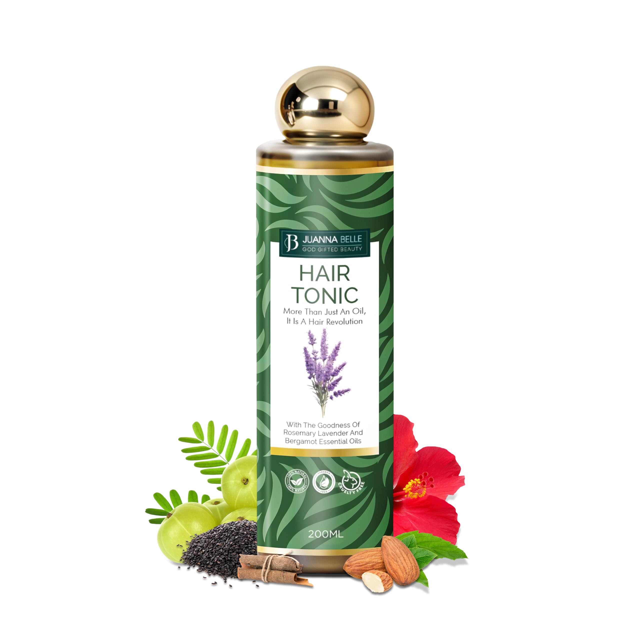 Juanna Belle Herbal Hair Oil for Hair Growth | 200 ml | With Rosemary, Lavender & Essential Oils | Anti-Hairfall, Anti-Frizz & Scalp Nourishment | Paraben & Sulphate Free | 100% Natural | Unisex - 1pc