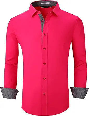 Alex Vando Mens Dress Shirts Regular Fit Long Sleeve Stretch Business Dress Shirts for Men