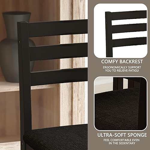 Miniatura 6 de Juego de Mesa de Comedor Rectangular Moderna de Madera Maciza de Interior de 5 Piezas para 4, Mesa y 4 Sillas con Cojines Suaves para Cocina, Bar,