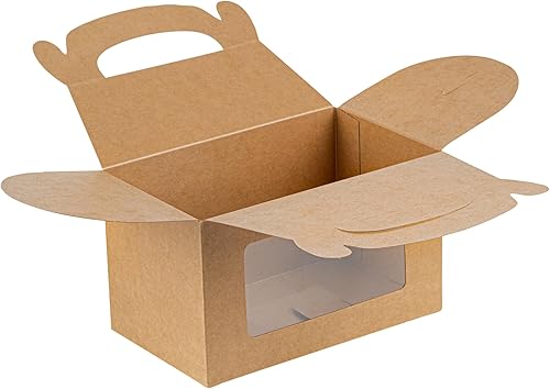 Miniatura 7 de Restaurantware Bio Tek - Cajas a dos aguas de 6 x 3.5 x 3.5 pulgadas para recuerdos de fiesta, 100 cajas de granero duraderas  Ventana de PET