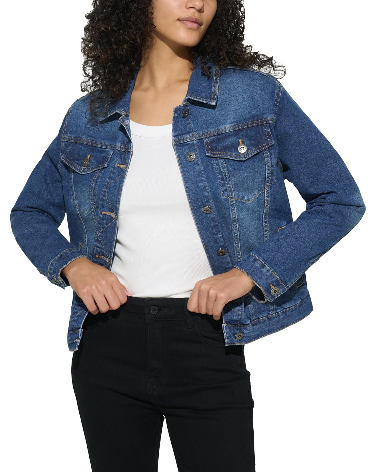 HISEA Denim Jacket for Women Womens Long Sleeve Jean Jackets with Pockets Womens Casual Stretchy Trucker Coat for