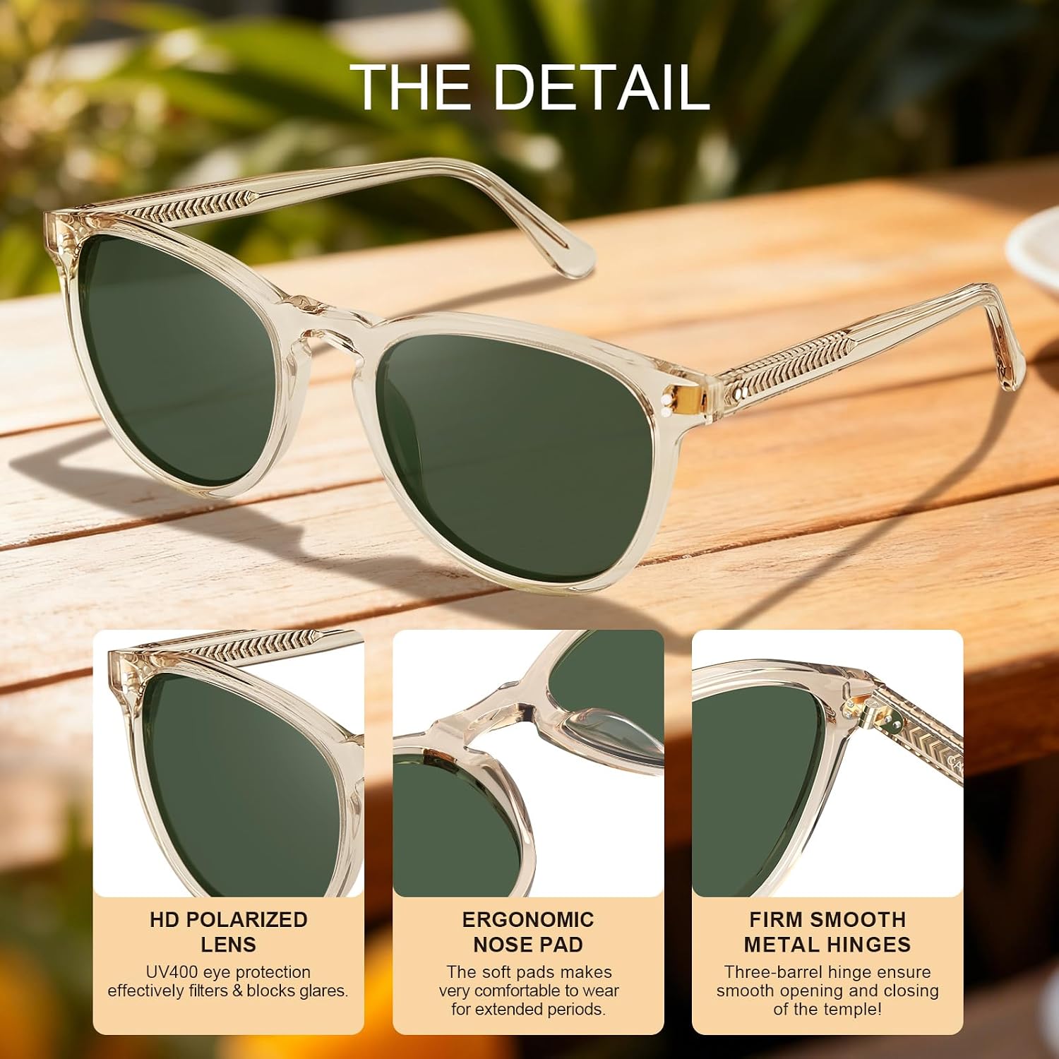 CARFIA Acetate Polarized Sunglasses for Women Trendy Retro Sun Glasses