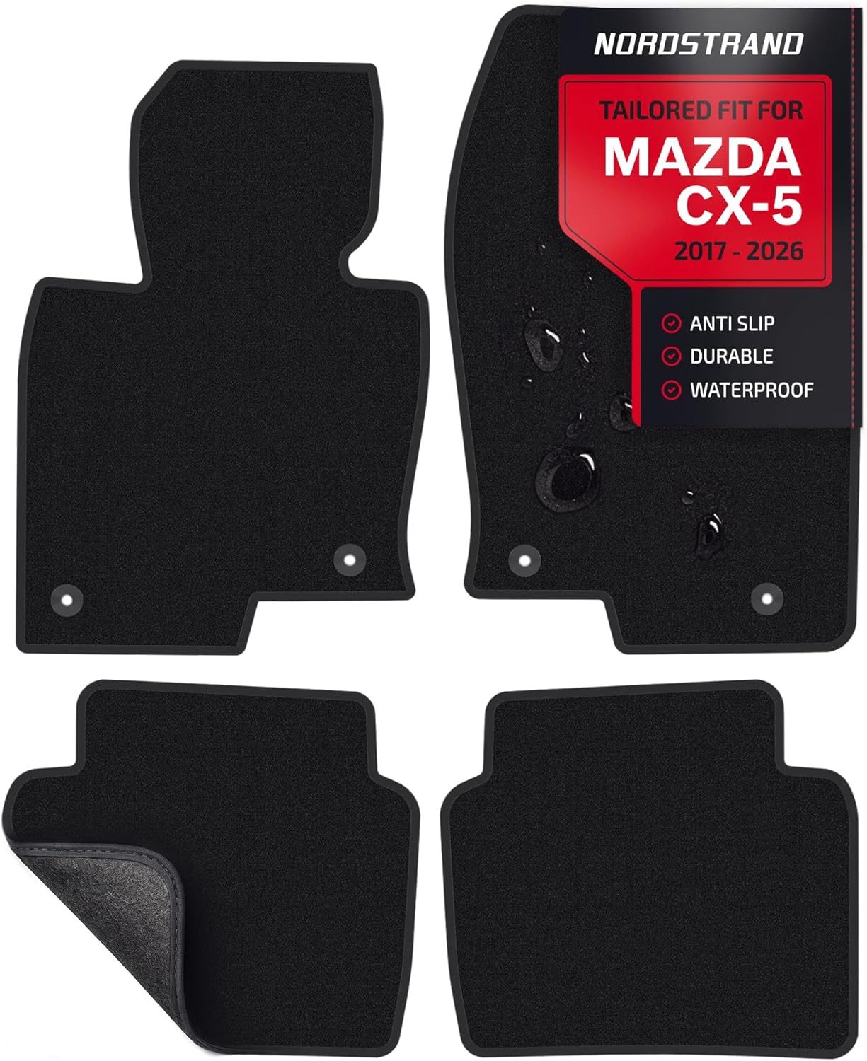 Floor Mats for Mazda CX-5 2017-2026 - Tailored 3D Fit - Front & Rear Set of 4 - Anti-Slip Backing - 30oz Carpet Mat Heavy Duty - All Weather Car Liner Floormats