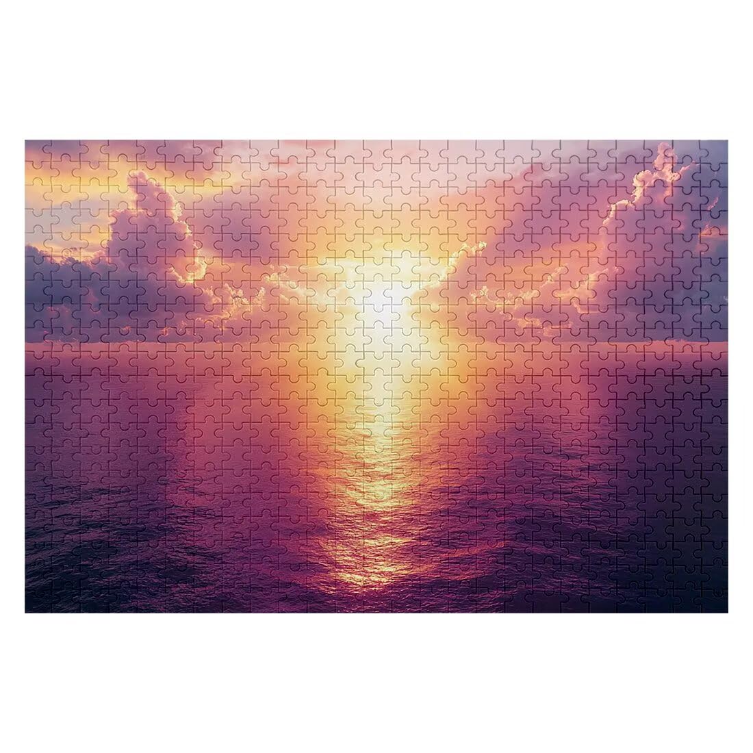 Puzzle 2000 sztuk oceanu, puzzle dla dorosłych zachód słońca, klasyczne puzzle wyzwanie edukacyjne zabawki dla rodziny, niemożliwe drewniane puzzle z pudełkiem na prezent dla mężczyzny kobiety