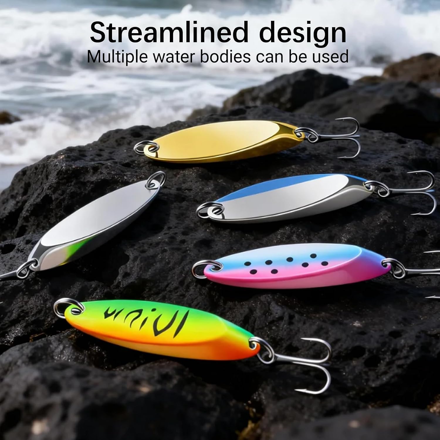 Fishing Lures Fishing Spoons, 5pcs/25pcs/30pcs/50pcs Trout Lures Bass Lures Hard Metal Spinner Baits for Salmon Bass Trout