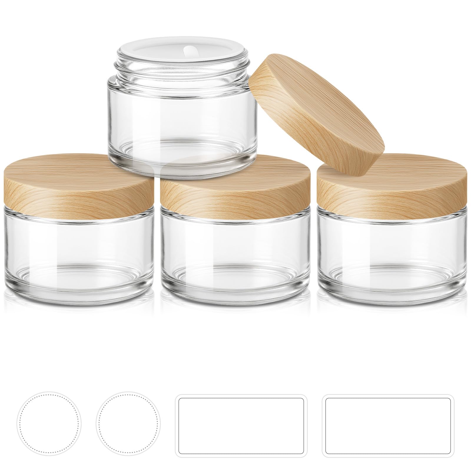 Tecohouse Clear Jars with Woodgrain Lids