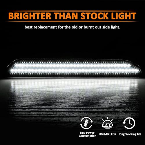 Miniatura 4 de Bestview Accesorios de luces LED de posición laterales traseras para Ford Mustang 2015-2022, doble fila blanca para guardabarros trasero trasero