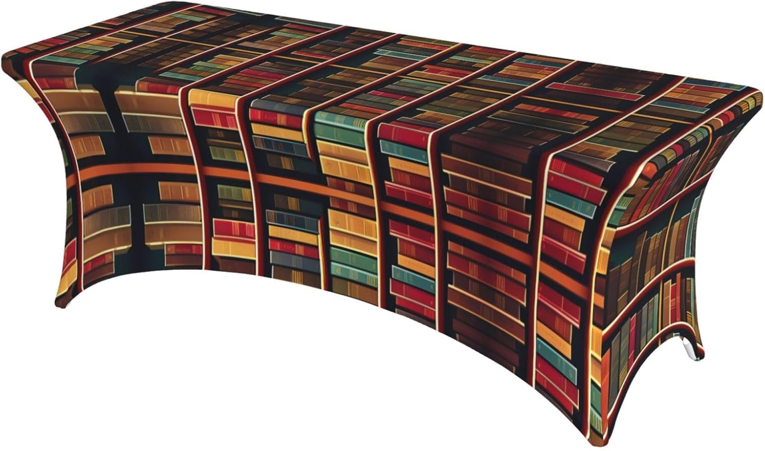 Library Bookshelf Book Print Table Cover Rectangular Tablecloth for 6-Foot Tables for Wedding Banquets Outdoor