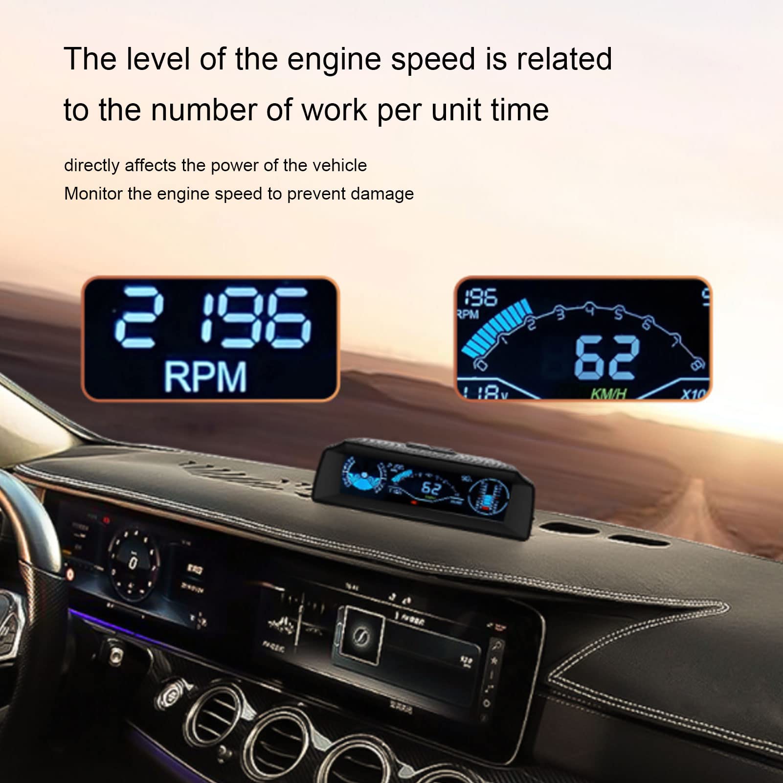 Leapiture Car HUD Head up Display Car Compass Dashboard GPS Speedometer Mph Digital Speedometer for Cars Windshield X90-OBD