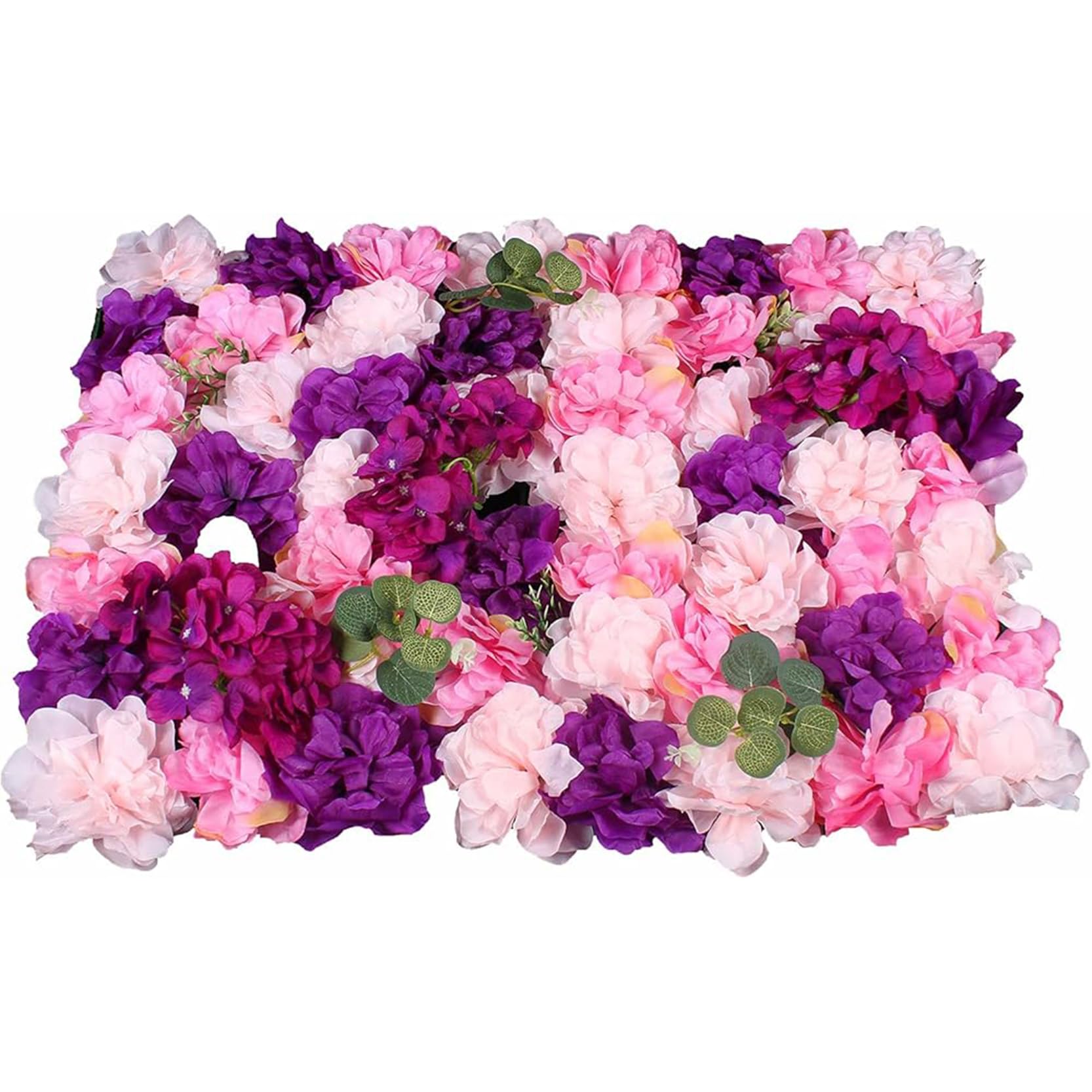 GOUZIBHD 23.6 x 15.7 Inch Artificial Flower Wall Panel for Living Rooms Homes Party Backdrops,Decorative Faux Floral Panel 3D Flower Wall Backdrop Silk Rose Wall(Color:Dark Purple + Pink)