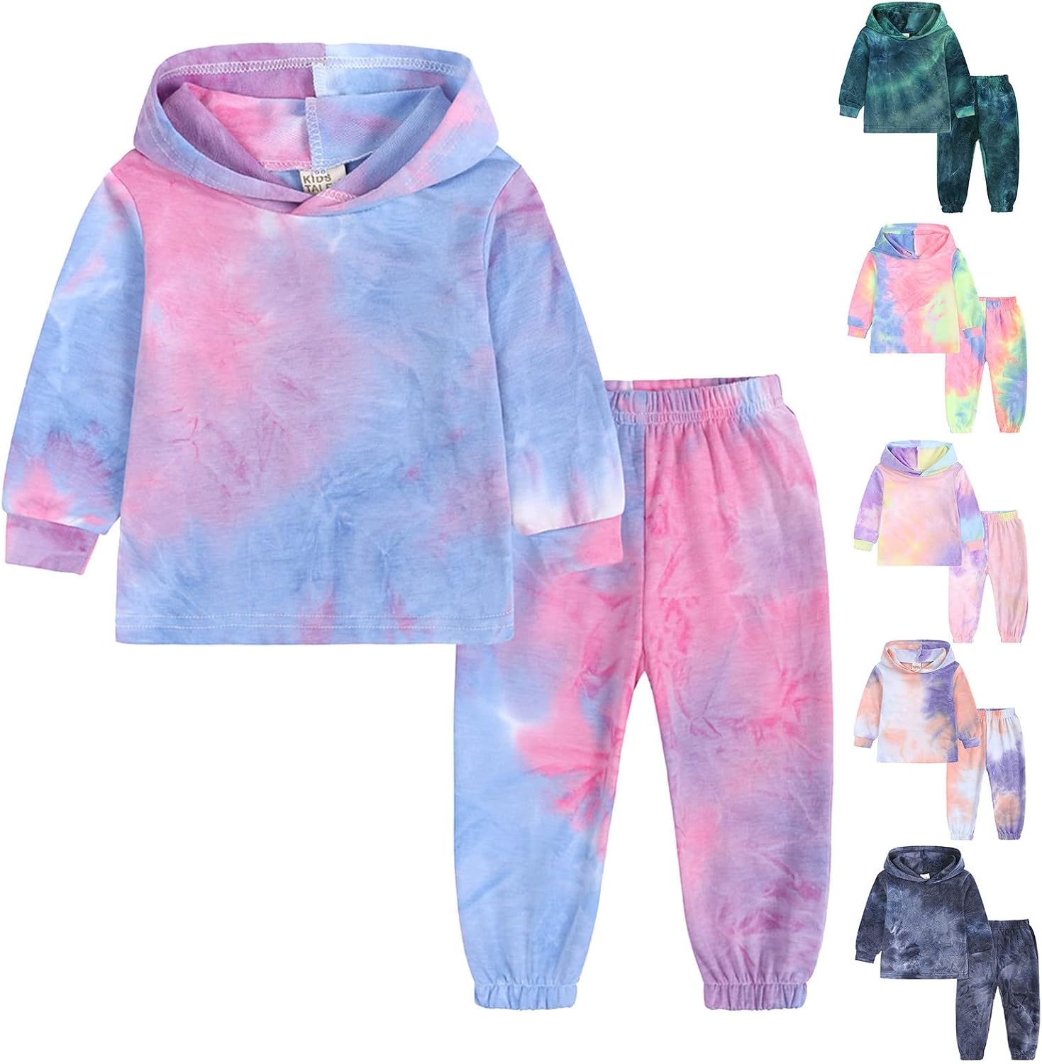 Hoodie Sweatsuit Set For Boys Girls 2 Piece Hooded Sweatshirt Jogger Sweatpants Tracksuit Kids Athletic Solid Outfits