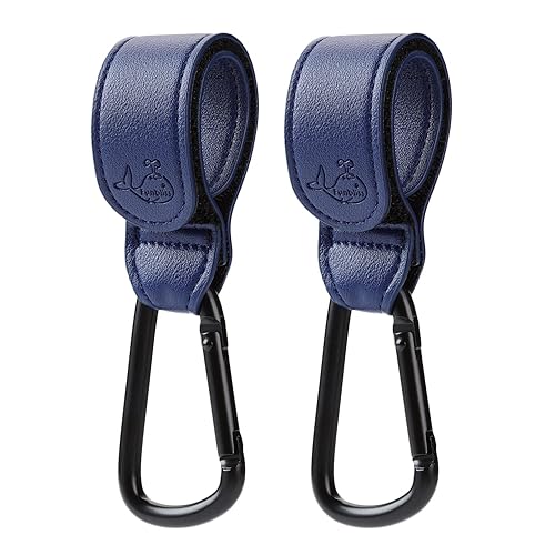 Funbliss Ganchos para cochecito para colgar bolsas y compras, clips para cochecito de bebé, tamaño grande, velcro de grado bebé de generación 3,