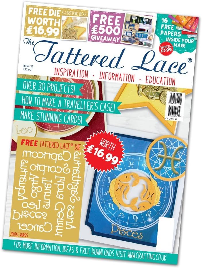 Tattered Lace Magazine Issue 33 with Zodiac Words Die Set