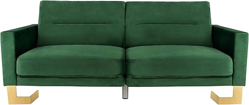 Miniatura 72 de Safavieh Inicio Tribeca Glam Sofá cama plegable de terciopelo azul marino y latón Azul marino/latón,Esmeralda/latón,Rubor /