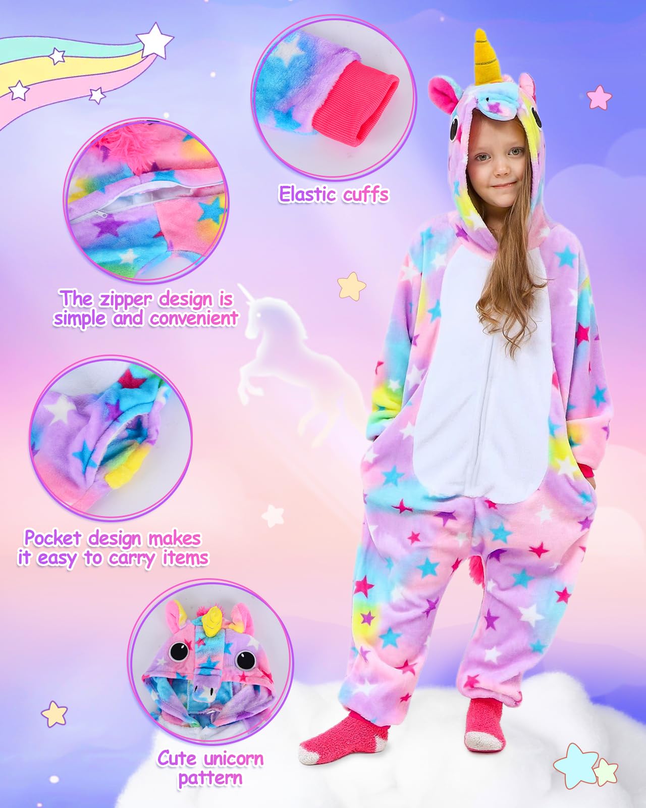 GEEKEO Grenouillères Licorne pour Filles Licorne Onesie Pyjama Combinaison Unisexe Costume Cosplay