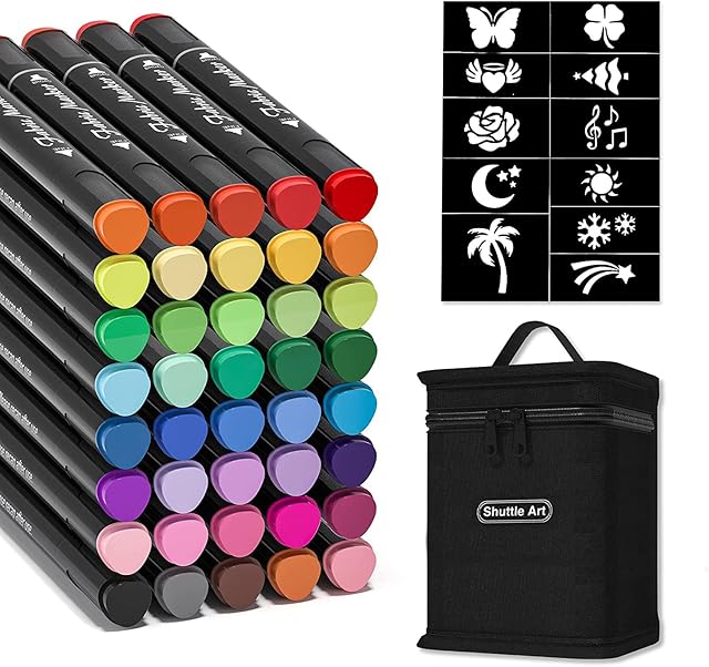 40 Colours Fabric Pens Permanent for Clothes, Shuttle Art Dual Tip Fabric Marker Pens for T-shirt, Shoes , Non-toxic & No Bleed Permanent Fabric Pens for Kids Adult Painting Writing
