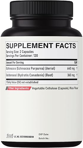 Miniatura 7 de Cápsulas de sello de oro de equinácea de 1000 mg - 240 unidades de suministro de 4 meses - Apoya el sistema inmunológico, el bienestar y la salud