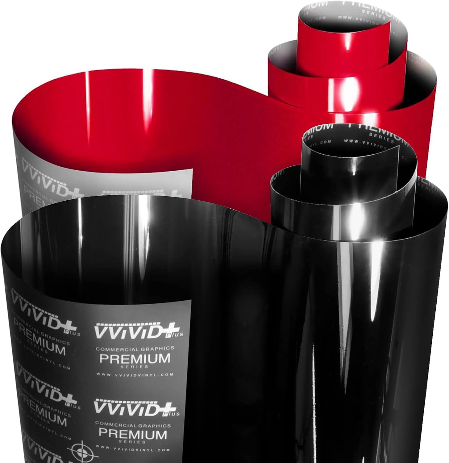 VViViD+ Ultra Gloss Car Wrap Bundle 2 Rolls (3ft x 5ft) Piano Black and Candy Red - M0