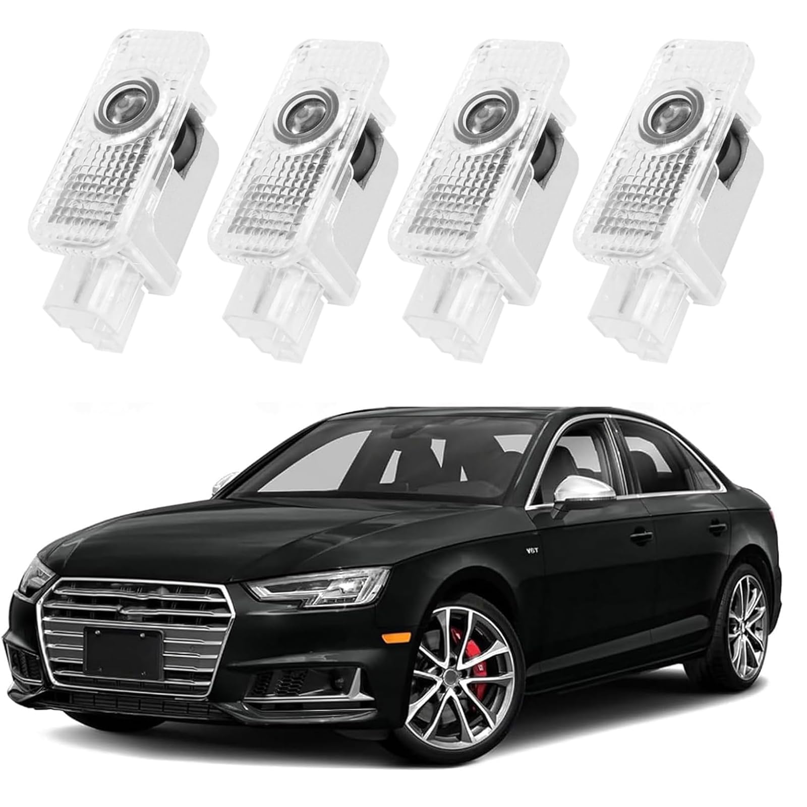 4pcs Luz de Bienvenida de Coche para Audi A1/A3/A4/A5/A6/Q3/Q5/Q7/A7/A8/R8/TT Luces de Cortesía Bajopuerta, Umbral Led para Puertas Coche