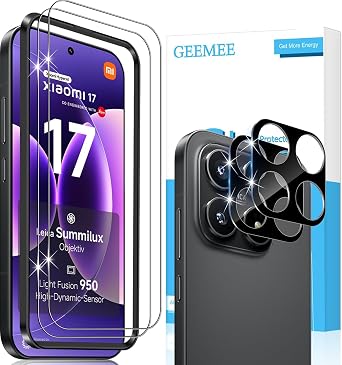 Screen Protector For Xiaomi Mi 17, 2 Pieces Tempered Glass Film + 2 Pieces Camera Tempered Glass- Black, 9H Anti Scratch HD Protective Screen Protector