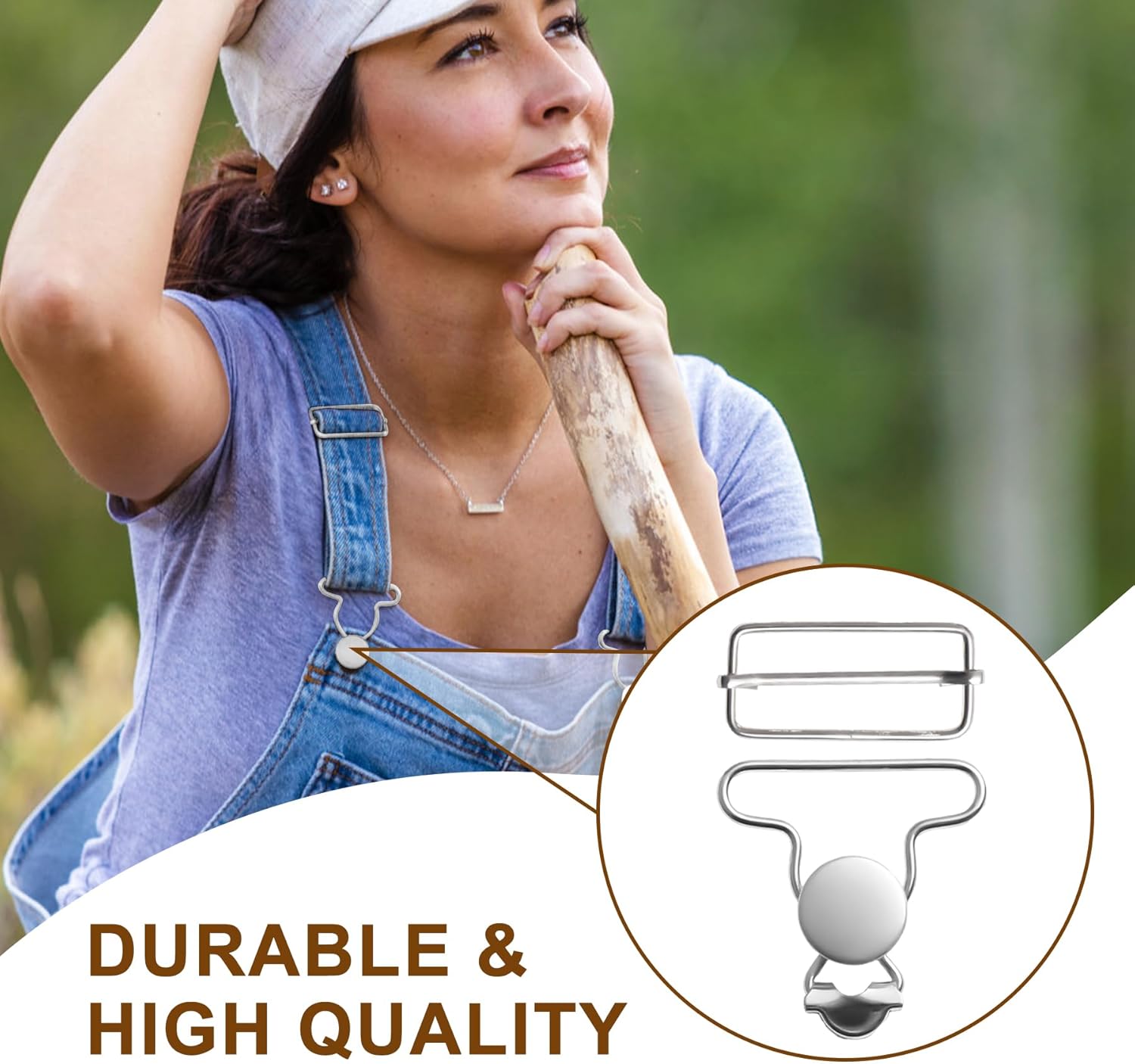 6 Sets Metal Overall Buckles Replacement Overall Clasp Replacement Suspender Clips with Adjustable Tri Glide Buckle Slider and Buttons - Image 5