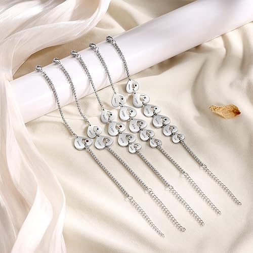 Miniatura 5 de Pulseras personalizadas de piedra natal de 1 a 6 nombres para mujer, pulseras personalizadas para madre e hija, joyería familiar, regalos para mamá