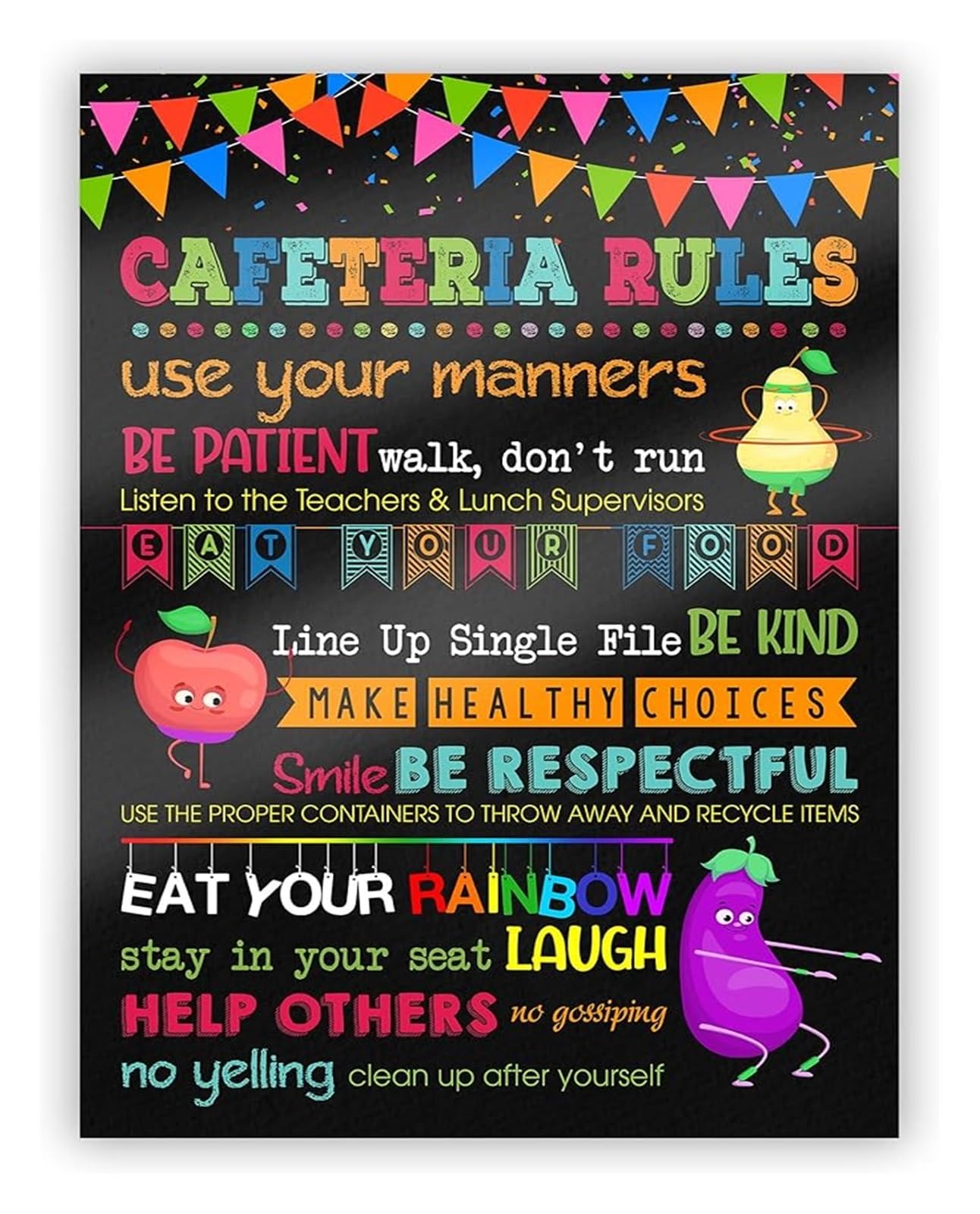 Mdbjtcyzn Framed Lunchroom Cafeteria Rules Teacher Sign Poster School Wall-Art For Elementary School Decor(,08X12inch(20X30cm))