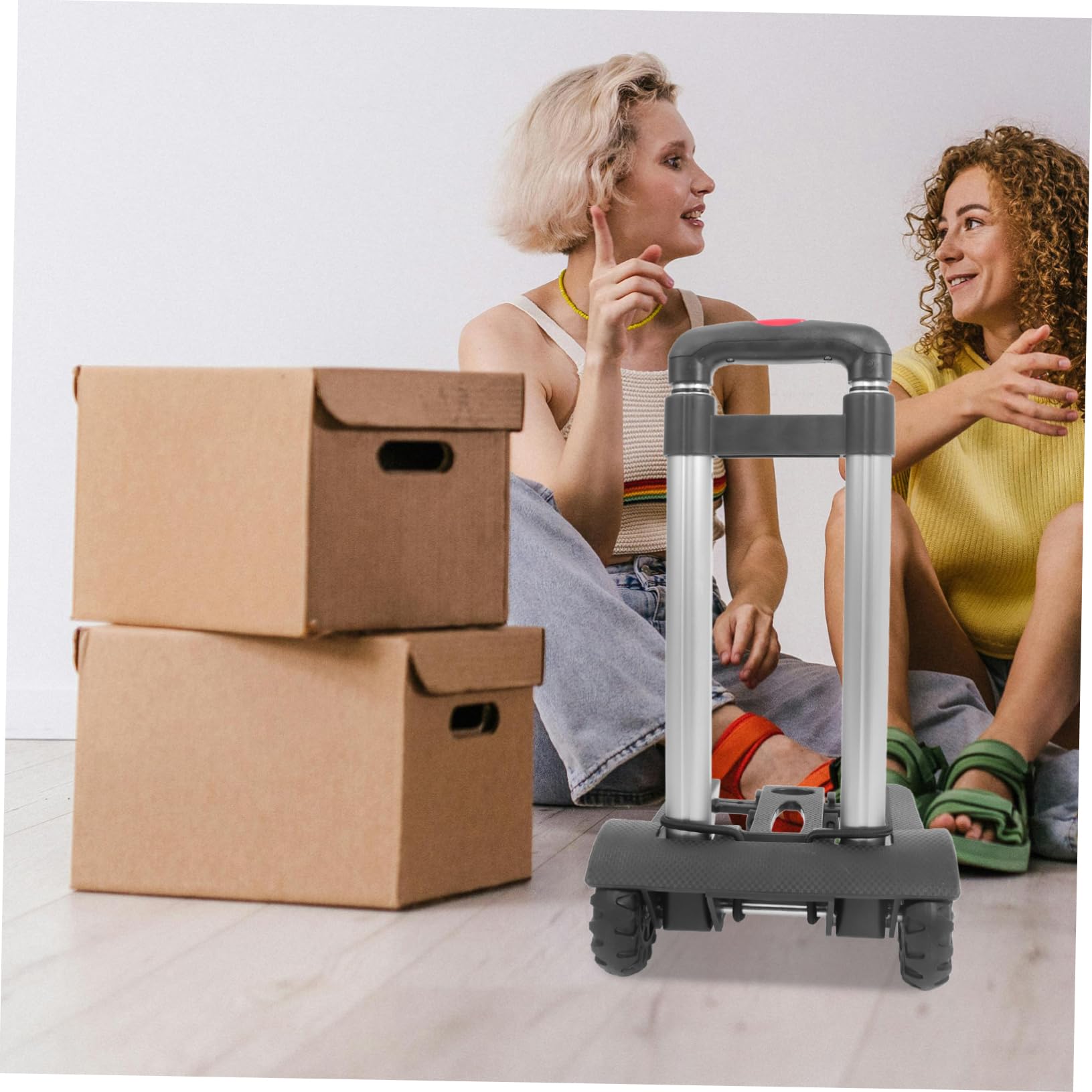 Alipis Carrello Pieghevole Portatile Ruote Resistenti Struttura in Lega di Alluminio e Plastica con Manico Telescopico Regolabile per Casa e Viaggio