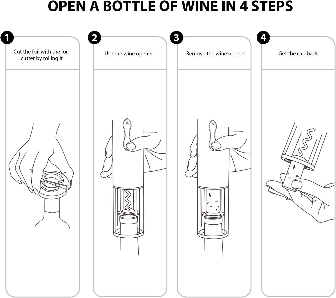 Electric Wine Opener, Stainless Steel Rechargeable Cordless Electric Corkscrew Wine Bottle Opener, Wine Accessories Holiday Gift Set Holiday Kit 7717-W102-013