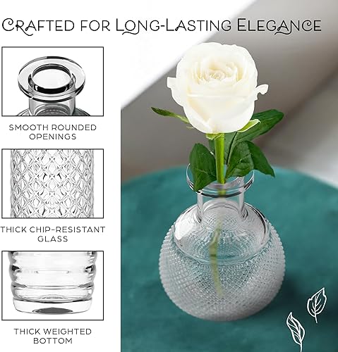 Miniatura 5 de Gather & Bloom Creations Jarrones de cristal a granel  Juego de 10 mini jarrones de centro de mesa de boda  Jarrones de vidrio transparente