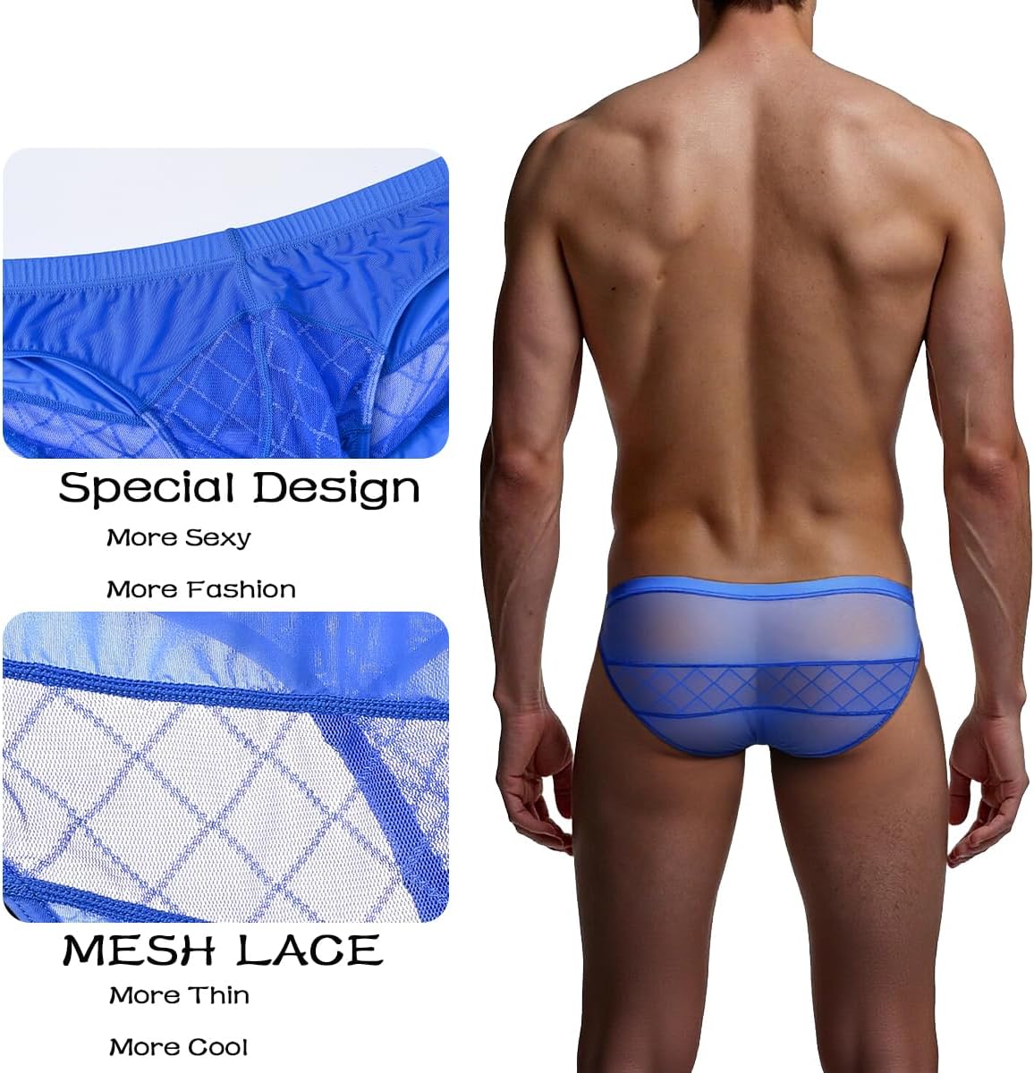 ZONBAILON Mens Sexy Underwear Mesh Pouch Briefs See Through Low Rise Ultra Thin Breathable - Image 4