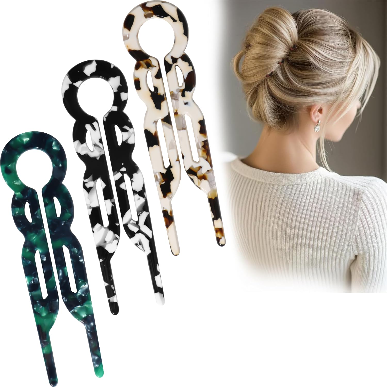 Prestige French Hair Pins,New Hair Accessories, Elegant Hair Clips for Women, Suitable for All Hair Types (3PCS-B)