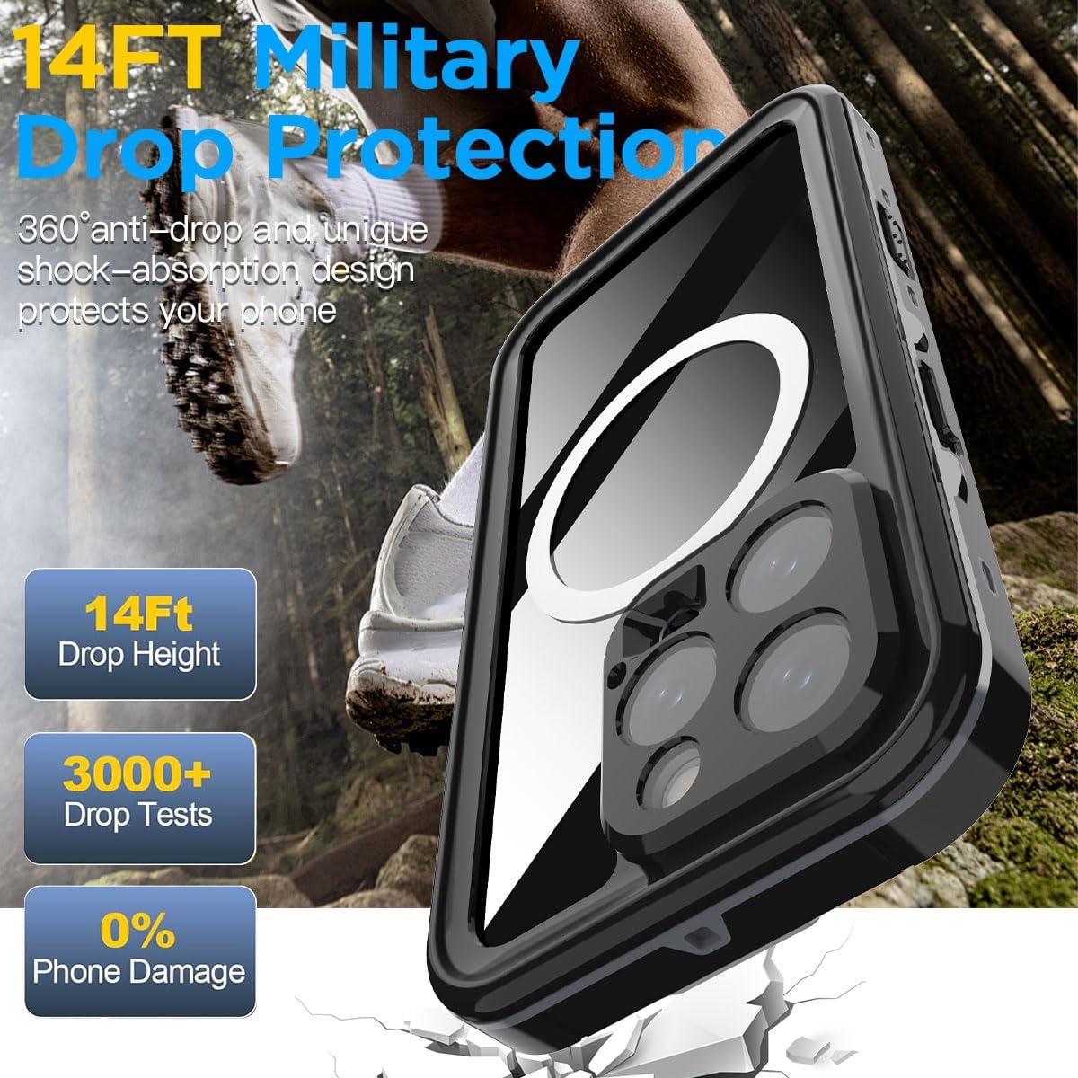 AICase Waterproof Case for iPhone 16 Pro Max(6.9") with MagSafe Clear Water Proof,Snowproof,Dustproof and Shockproof,IP68 Real 360 Full Body Protection Underwater Cover for iPhone 16 Pro Max - Image 5