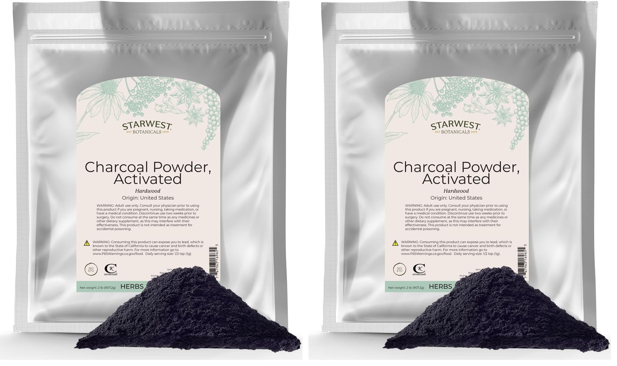 Starwest Botanicals Activated Charcoal Powder, 2 Pounds (Pack of 2) 32 Ounce (Pack of 2)