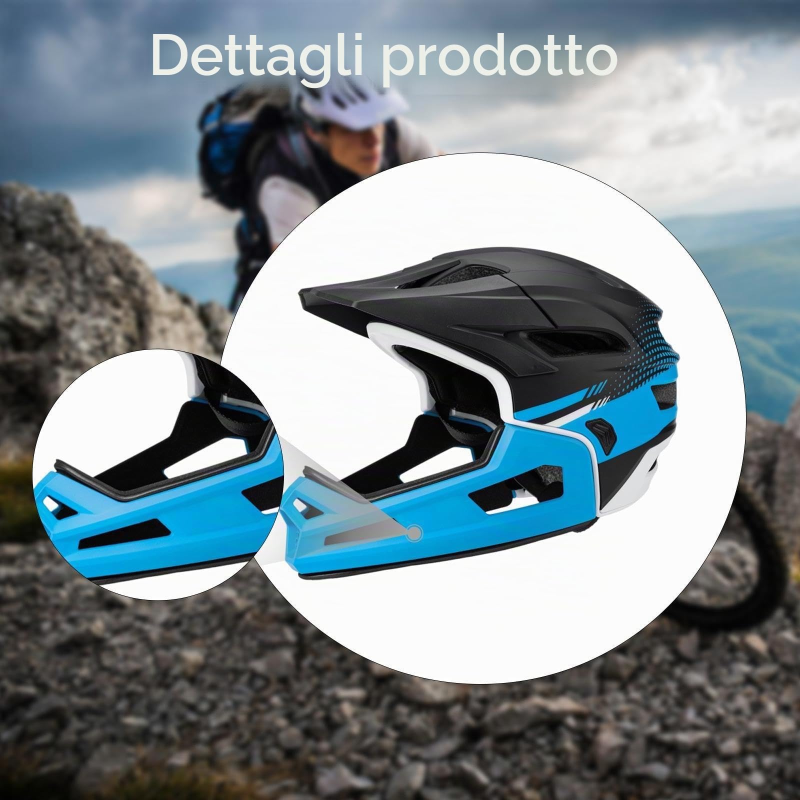 Casco Integrale per Bici, caschi da Ciclismo, Attrezzatura per Ciclismo, Casco Regolabile per Uomo e Donna, per Ciclismo, Sport all'Aria Aperta