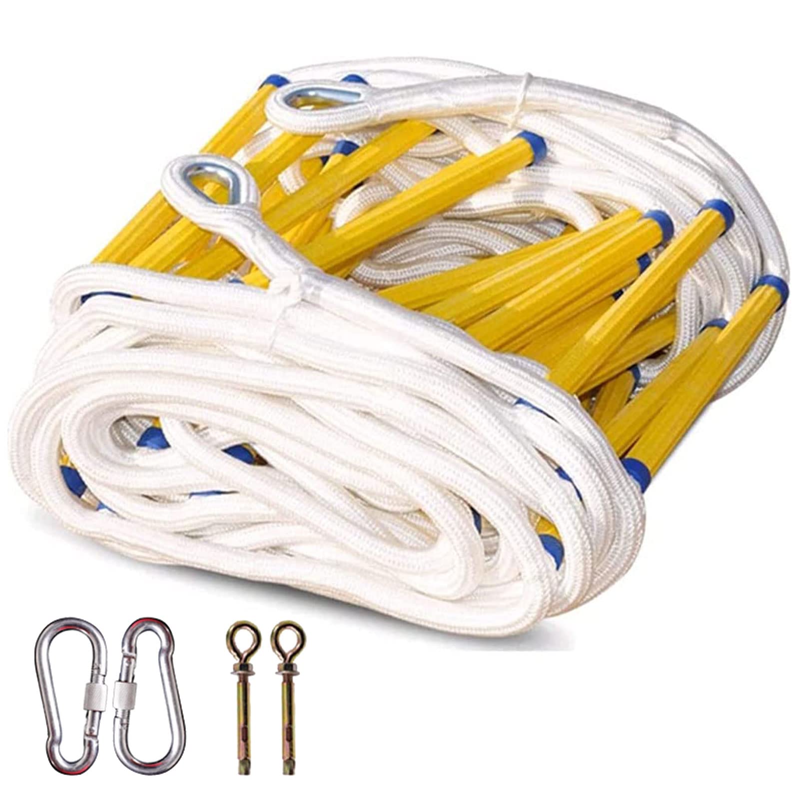 KFGISD, Home Fire Escape Emergency Flame Resistant Rope Ladder with Sphoofor Fast to Deploy/Rope Ladder/30M,Rope Ladder(12M)