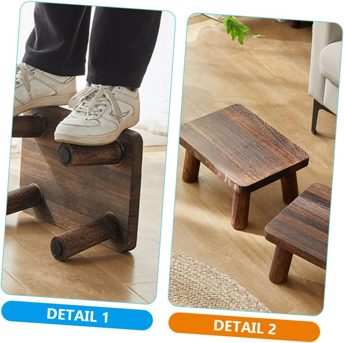 CHILDWEET Sturdy Wooden Stool for Desk Camping Kitchen Boys and Girls Bedroom Bathroom Foot Stool