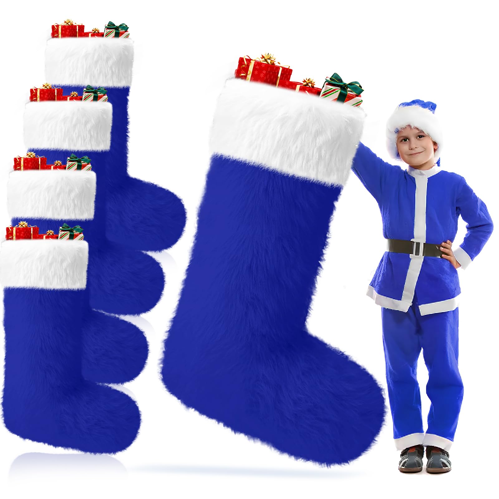 Zzhxkjhky 4 packs 45 jumbo christmas stockings giant christmas blue