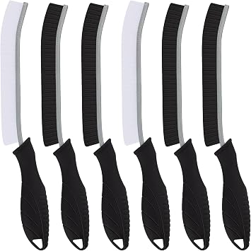 TQRR Hard Bristle Crevice Cleaning Brush UK-Thin Gap Cleaning Brush, Grout Brush, Kitchen Brush, Cleaning Tools for Toilet, Bathroom, Home, Bathtub, Sink, Household, Window 6, Black