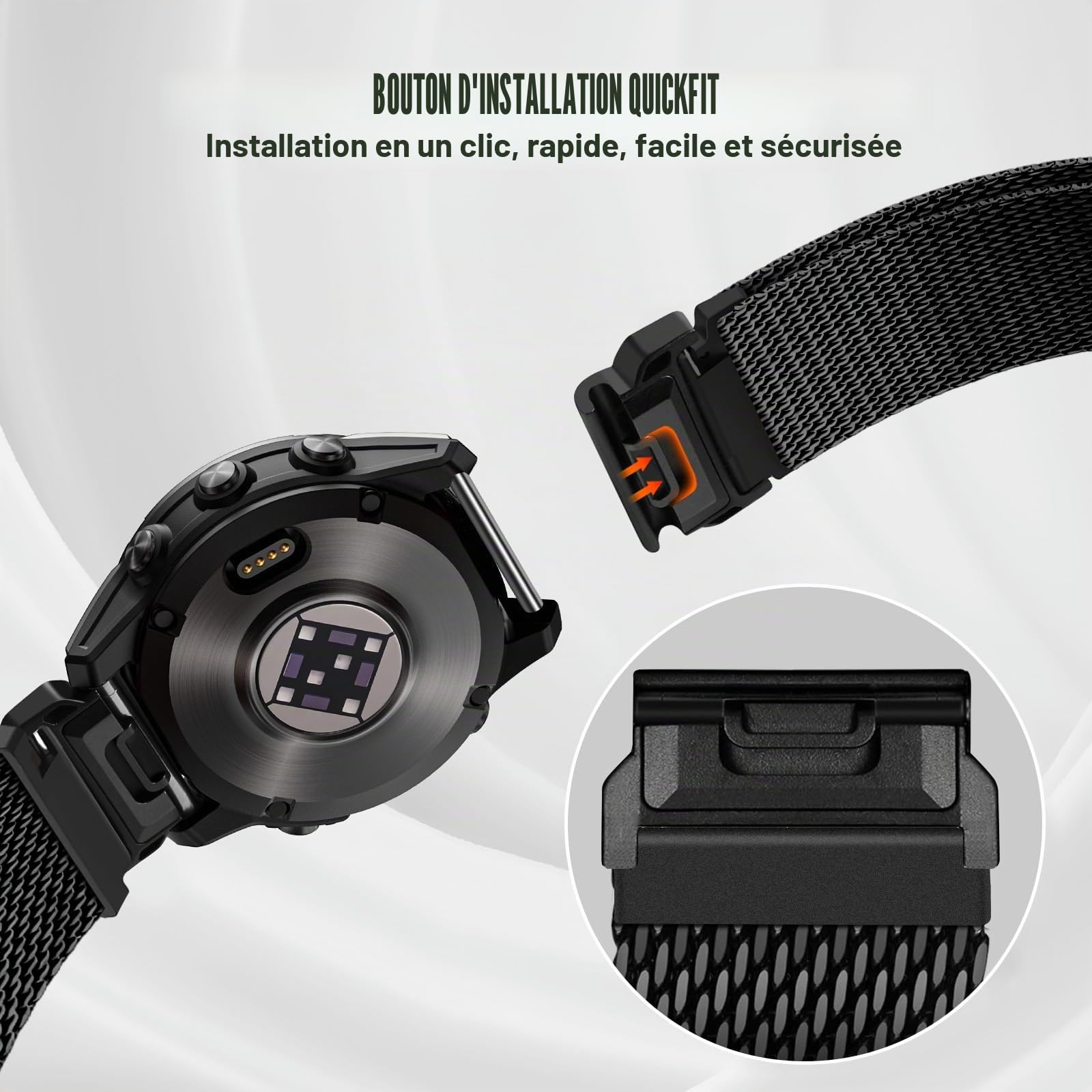 Titane Bracelet pour Garmin Fenix 7, 22mm Remplacement Quick-Fit Titan Milanaise Bracelet pour Fenix 8 47mm, FEnix 6, FEnix 6 Pro, FENix 5, FENix 5 Plus, Forerunner 935 945, Instinct 2
